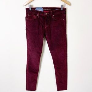 Agave Denim Maroon Delgada Cantina Cord Flex Corduroy Skinny Pants Size 28 NWT